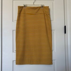 Popular Basics Yellow and White Striped Pencil Skirt
